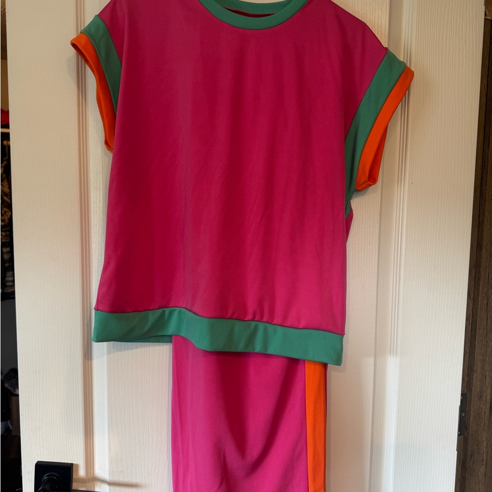 SHEIN Pink and Green Track Pants & Joggers Set